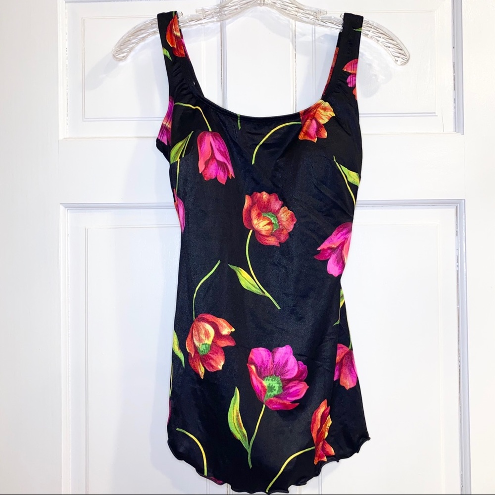 Vintage Floral One Piece Bathing Suit